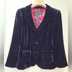 Boden Velvet Blazer in Deep Purple